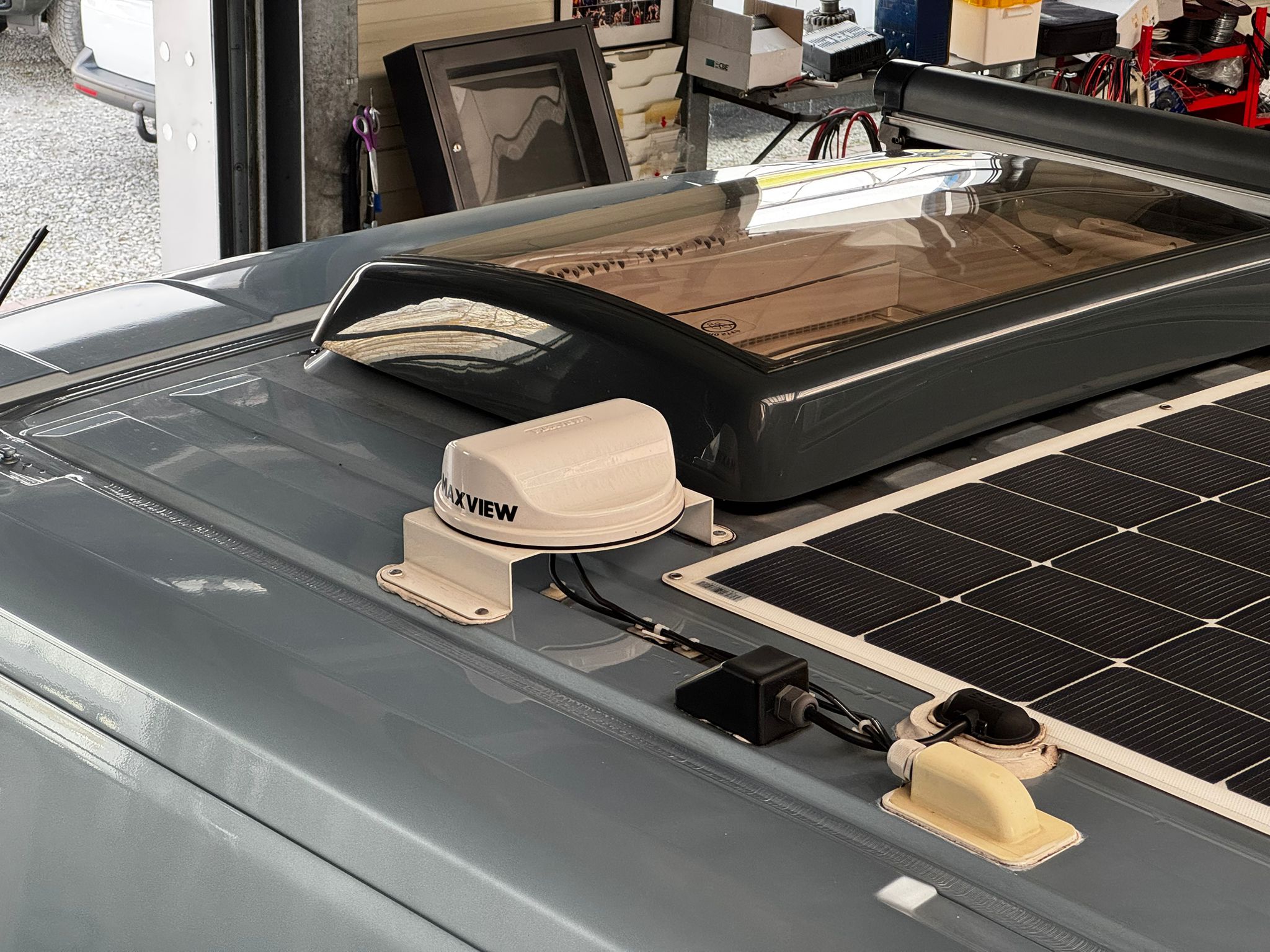 Solarpanels Nahaufnahme auf Wohnmobil